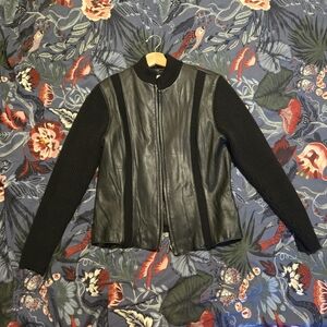 Black Real Leather & Knit Women's Jacket - Worthington Medium